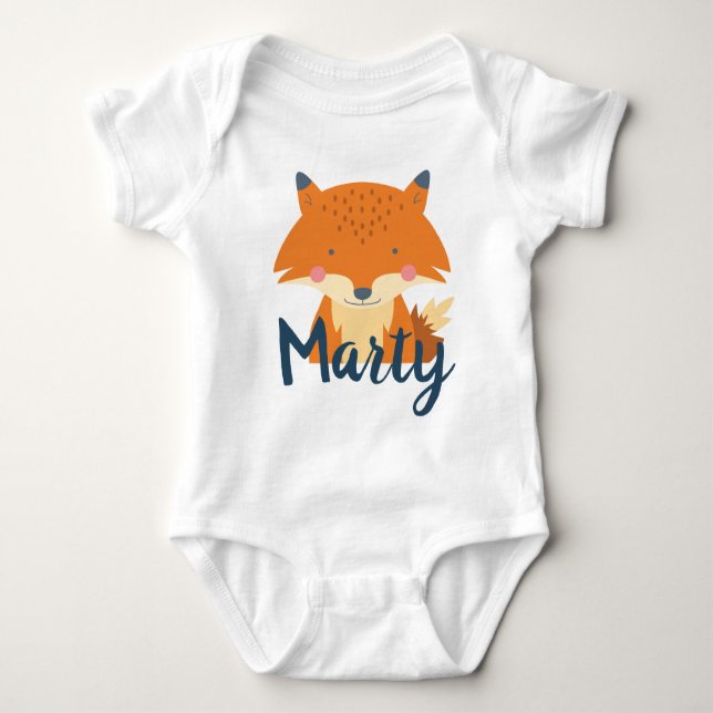 Personalised Fox Baby Bodysuit (Front)