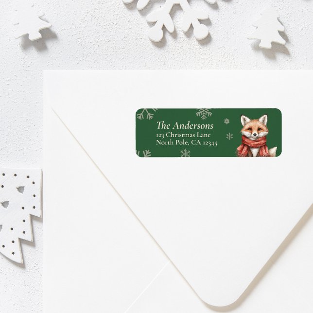 Personalised Fox Christmas Return Address Labels (Personalized Fox Christmas Return Address Labels)