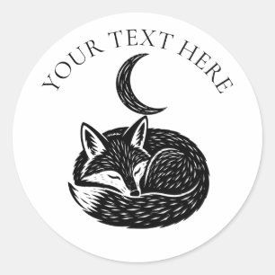 Personalised Fox & Crescent Moon Nature Sticker