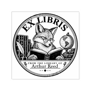 Personalised Fox Ex Libris Library Book Stamp