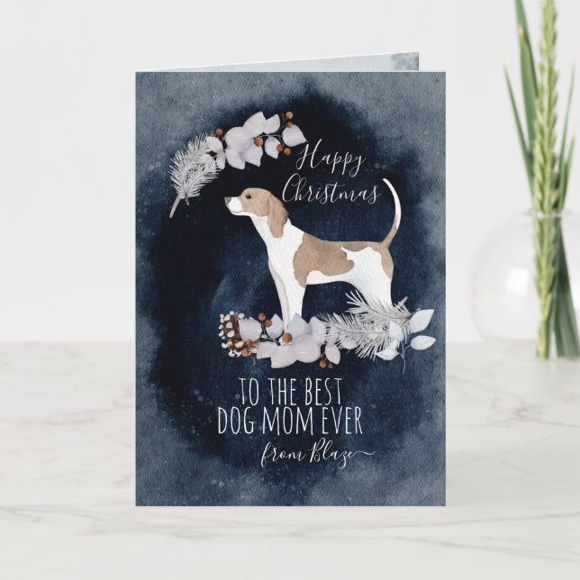 Personalised Fox Scent Hound Mum Christmas Holiday Card (Front)