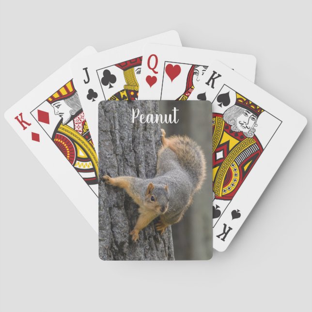 Personalised Fox Squirrel on a Tree Playing Cards (Back)