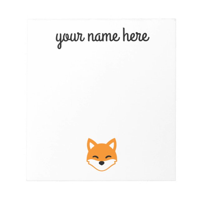 Personalised Fox Stationery Notepad for Kids (Front)