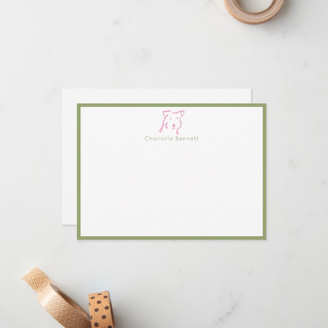 Personalised Fox Terrier Minimal Stationery Card (Front/Back In Situ)