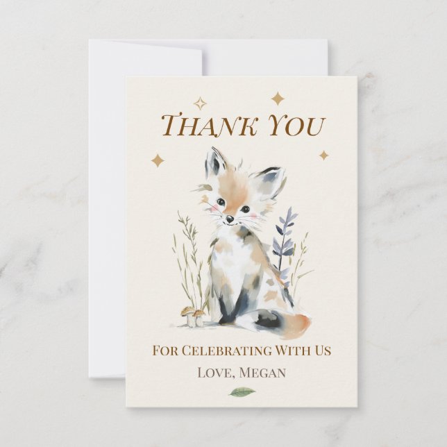 Personalised Fox Thank You Note Card (Front)