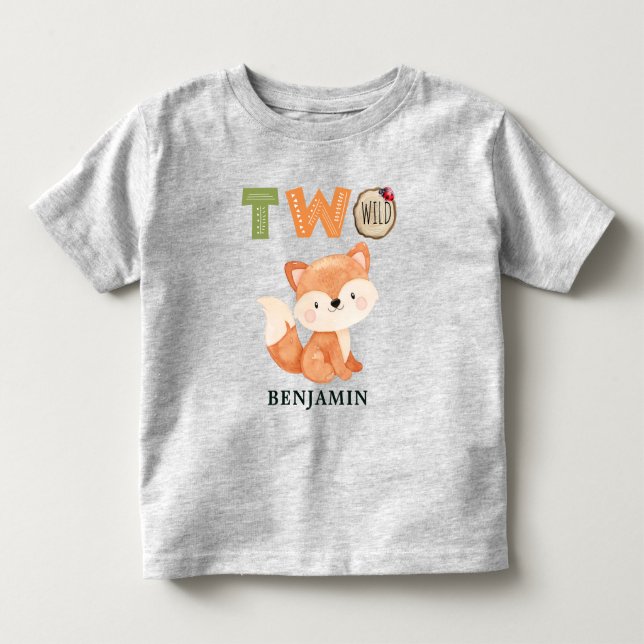 Personalised Fox Two Wild Woodland 2nd Birthday Toddler T-Shirt (Front)