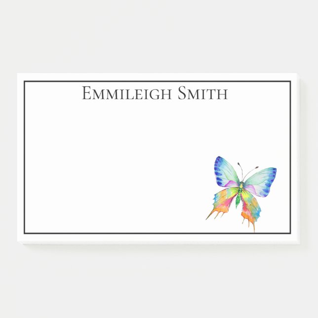 Personalised Frame Rainbow Butterfly Post it Notes (Front)