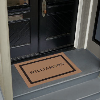Personalised Framed Brown Black Welcome Doormat