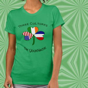 Personalised France Ireland USA Shamrock Women’s T-Shirt