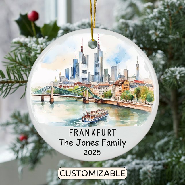 Personalised Frankfurt Ornament, Germany Ceramic Tree Decoration (Creator Uploaded)