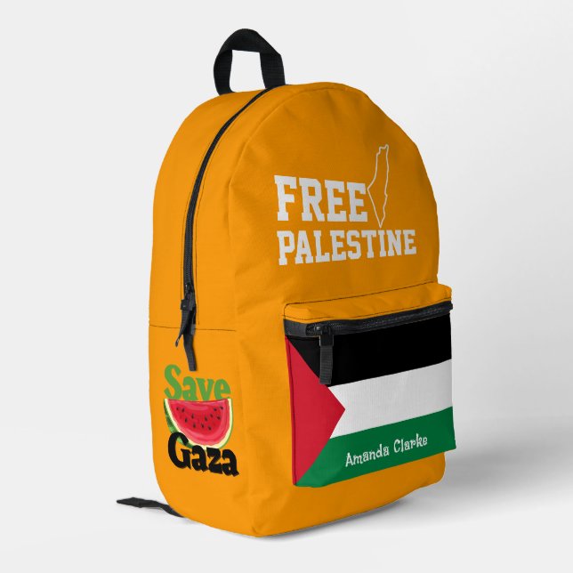 Personalised Free Palestine | Palestine Flag  Printed Backpack (Back Corner Left)