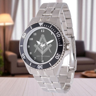 Personalised Freemason gift Square Compass Masonic Watch