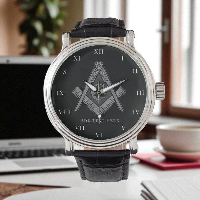 Personalised Freemason gift Square Compass Masonic Watch (Creator Uploaded)