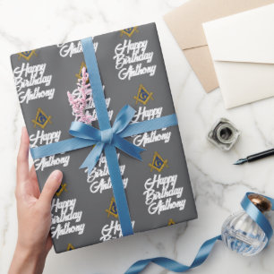 Personalised Freemason Masonic Square Birthday Wrapping Paper