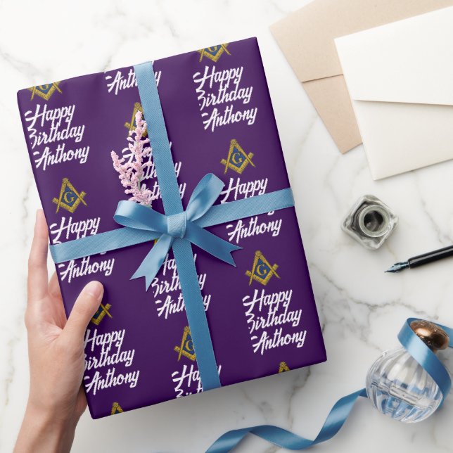 Personalised Freemason Masonic Square Birthday  Wrapping Paper (Gifting)
