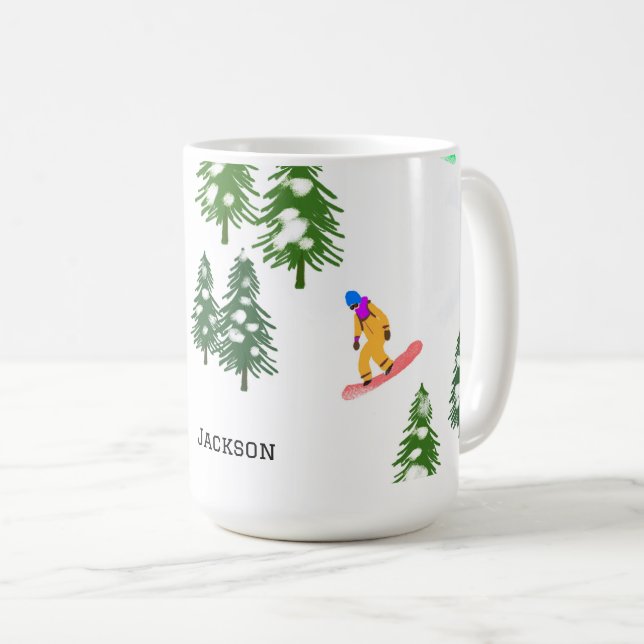 Personalised Freeride Snowboarders Snowboarding  Coffee Mug (Front Right)