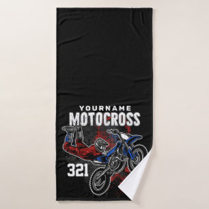 Personalised Freestyle Motocross Racing FMX Tricks Bath Towel Set