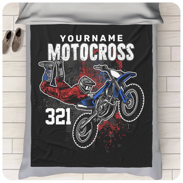 Personalised Freestyle Motocross Racing FMX Tricks Fleece Blanket (Creator Uploaded)