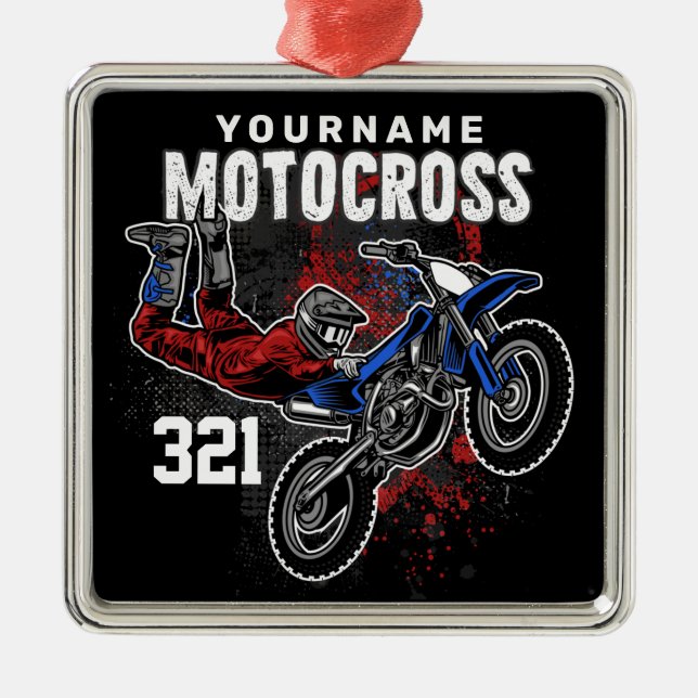 Personalised Freestyle Motocross Racing FMX Tricks Metal Tree Decoration (Front)