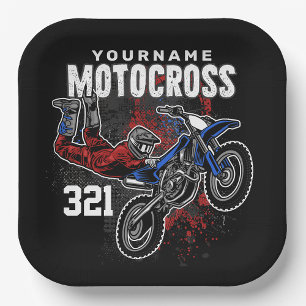 Personalised Freestyle Motocross Racing FMX Tricks Paper Plate