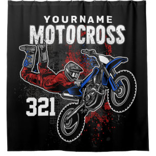 Personalised Freestyle Motocross Racing FMX Tricks Shower Curtain