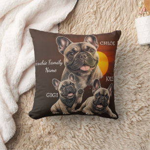 Personalised French Bulldog Family Names Cushion