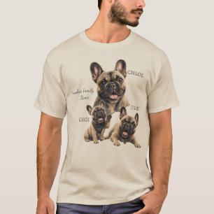 Personalised French Bulldog Family Names T-Shirt