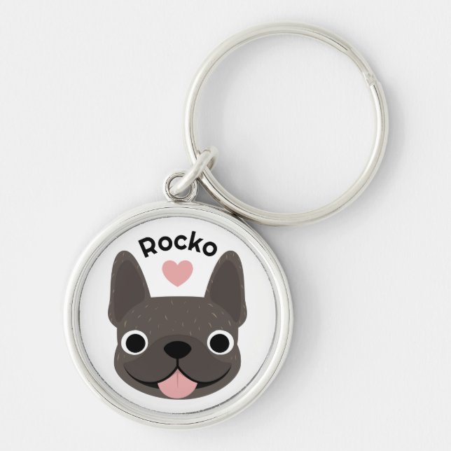 Personalised French Bulldog Keychain Custom Name  (Front)