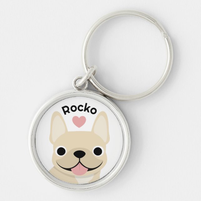 Personalised French Bulldog Keychain Custom Name  (Front)