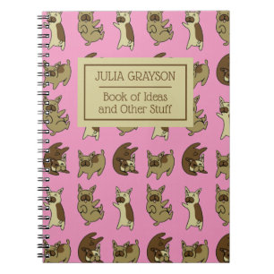 Personalised French Bulldog Pattern Custom Name Notebook