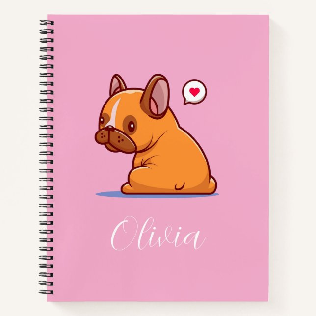 Personalised French Bulldog Puppy Dog Notebook (Front)