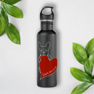 Personalised French Bulldog Red Heart Dog Design 710 Ml Water Bottle