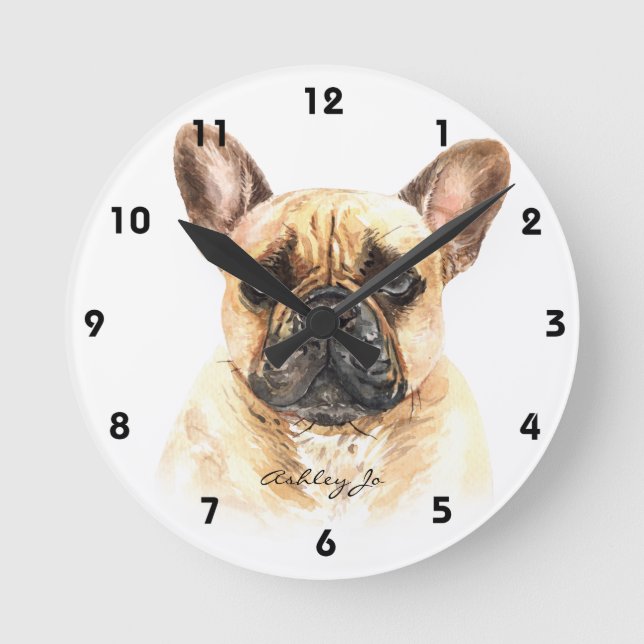 Personalised French Bulldog Square or Round Clock (Front)