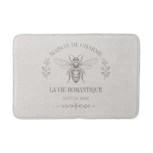 Personalised French Country Engraving Soft Ivory Bath Mat