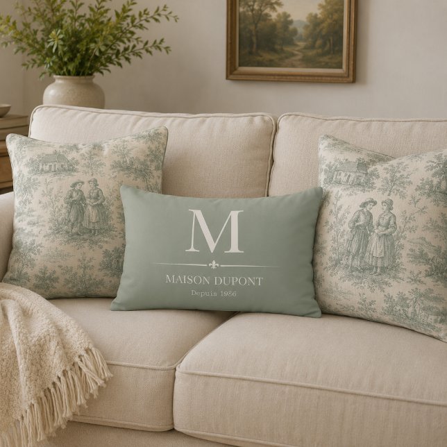 Personalised French Country Monogram Decorative Cushion (Creator Uploaded)