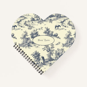 Personalised French Farmhouse Blue Toile de Jouy Notebook