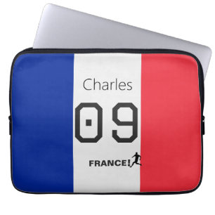 Personalised French Flag Soccer Player Fan Support Laptop Sleeve