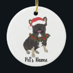 Personalised Frenchie (Black & Tan Tricolor) Ceramic Tree Decoration<br><div class="desc">Make the nice list this year with a personalised ornament of your favourite little elf!</div>