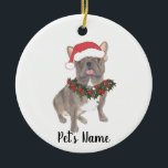 Personalised Frenchie (Blue Silver Grey Lilac) Ceramic Tree Decoration<br><div class="desc">Make the nice list this year with a personalised ornament of your favourite little elf!</div>