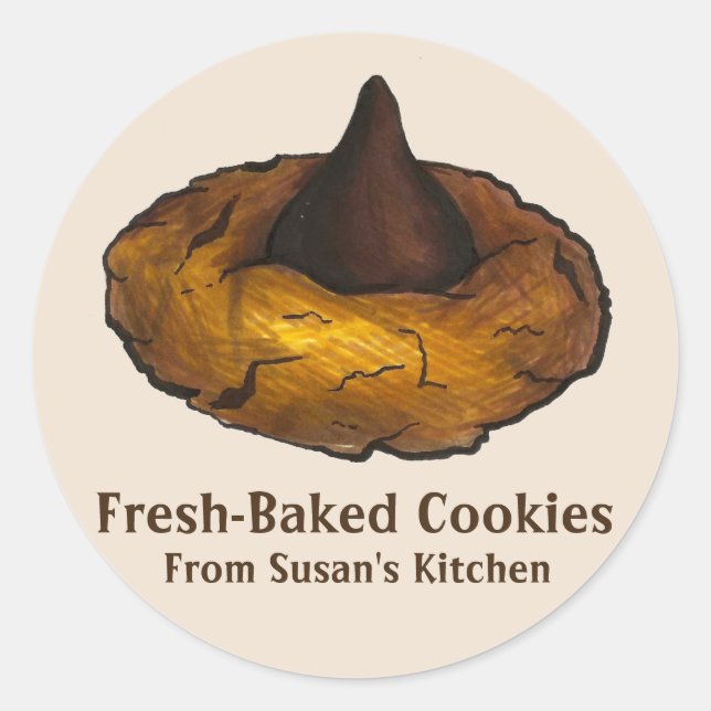 Personalised Fresh-Baked Peanut Butter Cookie Classic Round Sticker (Front)