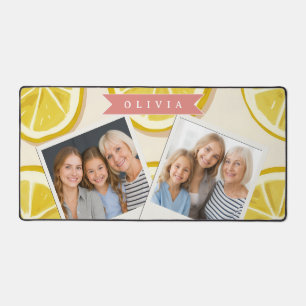 Personalised Fresh Lemon Slice Pattern Bright Desk Mat