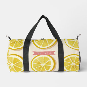 Personalised Fresh Lemon Slice Pattern Bright Duffle Bag