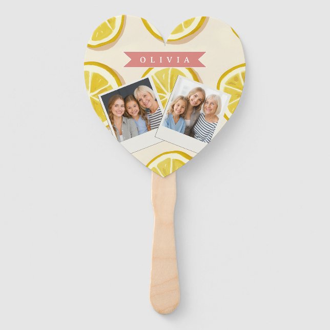Personalised Fresh Lemon Slice Pattern Bright Hand Fan (Front)