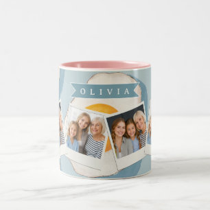 Personalised Fried Egg Pattern Fun Blue Funny Two-Tone Coffee Mug