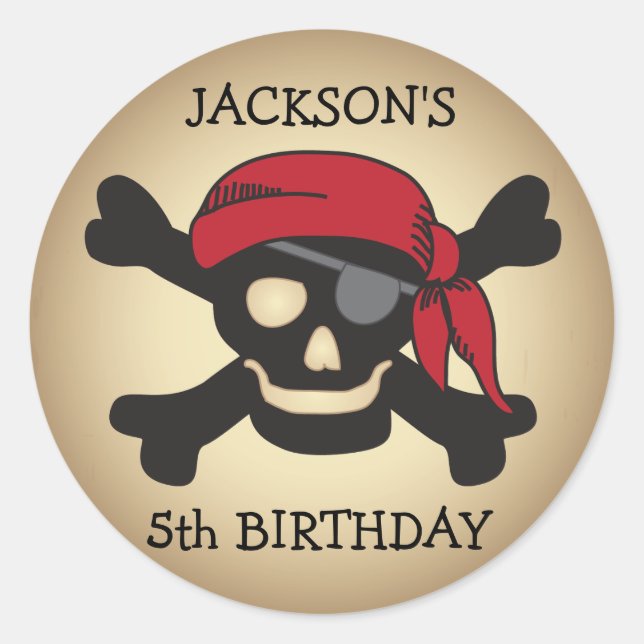 Personalised Friendly Pirate Skull Sticker (Front)