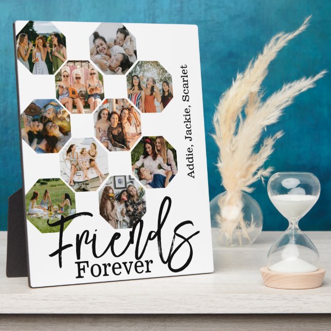 Personalised Friends Forever name 10 photo collage Plaque (Side)