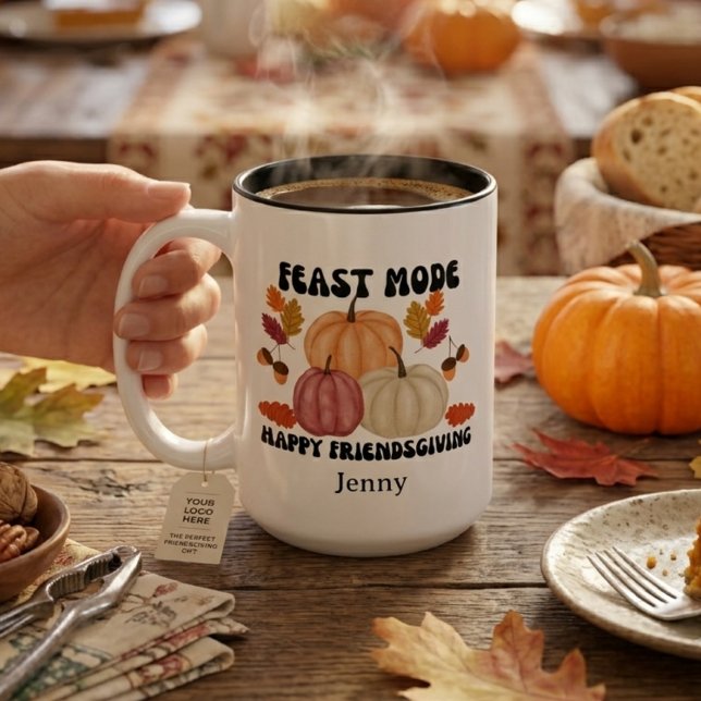 Personalised Friendsgiving Feast Mode  Two-Tone Coffee Mug (Creator Uploaded)