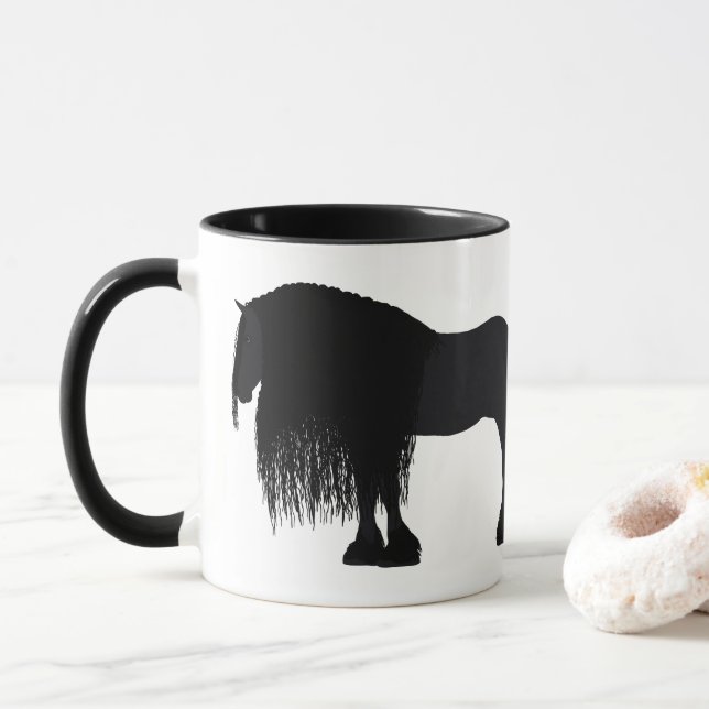 Personalised Friesian Horse Illustration Mug (With Donut)