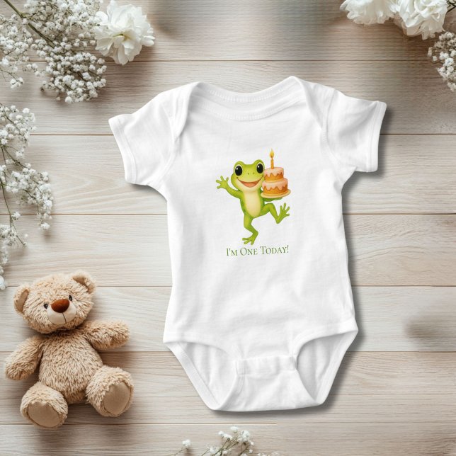 Personalised Frog 1st Birthday Baby Gift Bodysuit (Frog 1st Birthday Baby Body Suit. Personalized.)