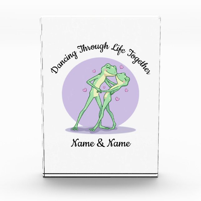 Personalised Frog Couple Acrylic Block (Front)
